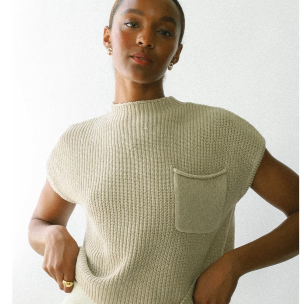 Free People Tan Knit Tank Top